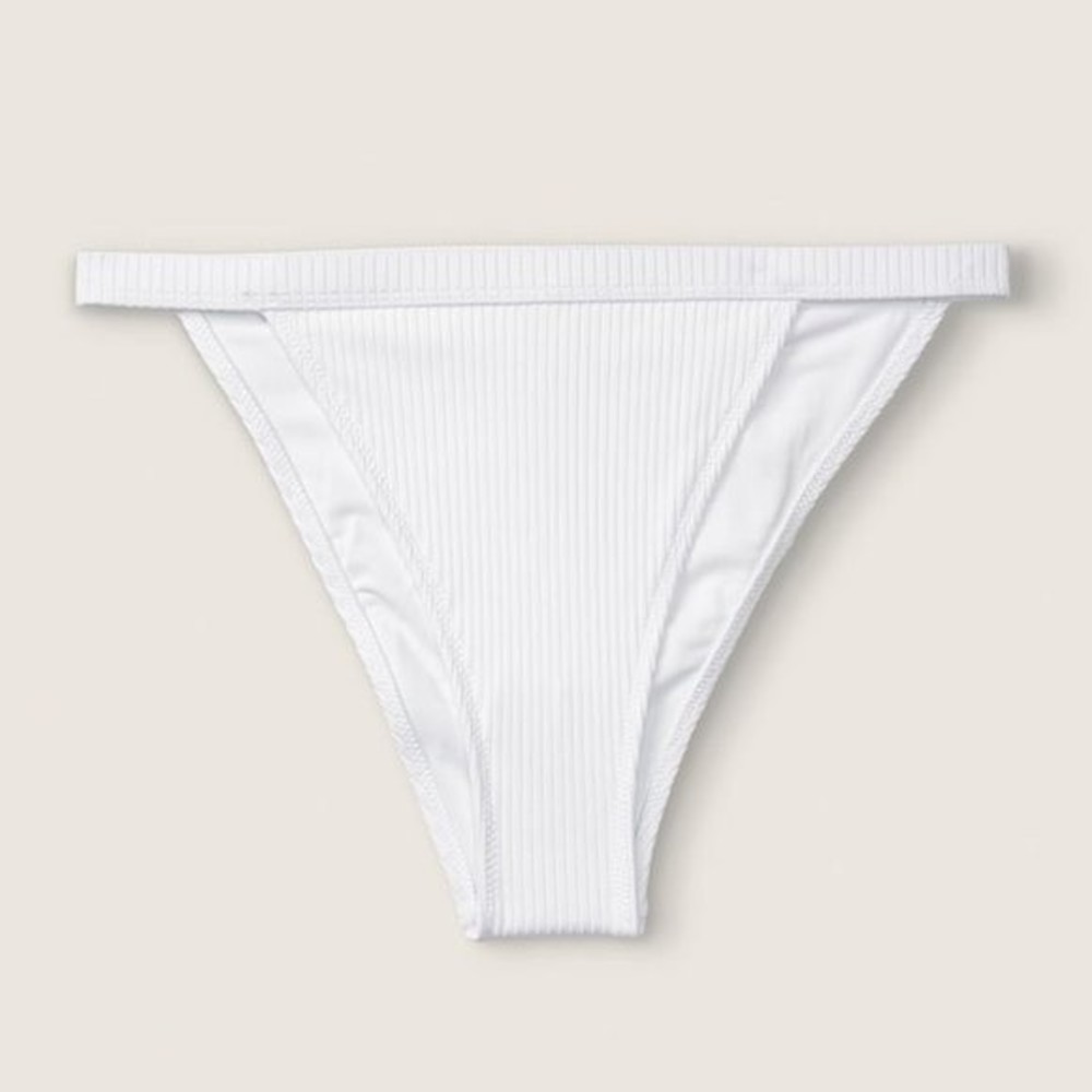 Victoria's Secret PINK Swim Ribbed High Leg Bikini Bottom White